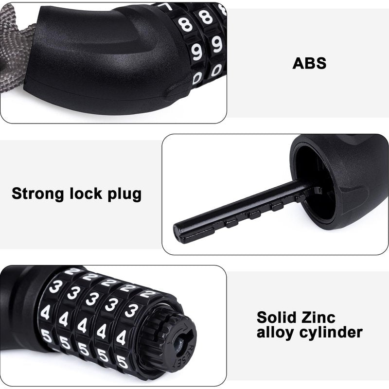 MEETLOCKS Bike Chain Lock,3.2 Feet Blue 5 Digit Combination High Security Anti Theft Lock,Heavy Duty Resettable Keyless Bicycle Lock for Bicycle Scooter Motorcycle Door Gate