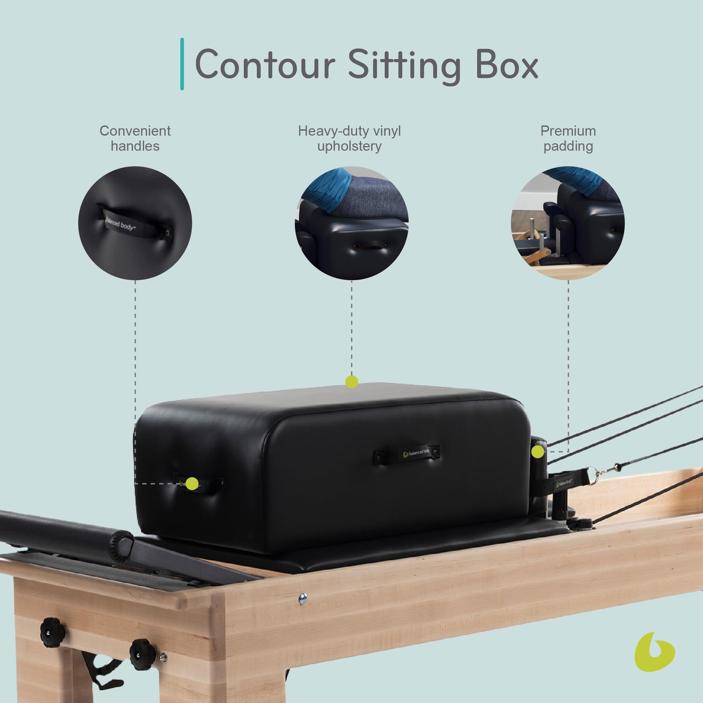 Balanced Body Contour Sitting Box for Pilates Reformer, Pilates Equipment for Home Workouts & Professional Studio Use, Fits All Wood Reformers and Allegro or Allegro 2 Reformers - Black