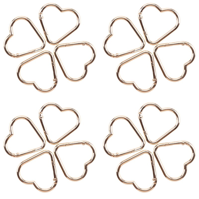 MOTOFITOOL 16-Pack Gold Heart Carabiner Clips, Cute Keychain Accessories for Backpacks & Hiking Gear, Aluminum Alloy Spring Snap Hook(Lightweight, Bulk Value Set)