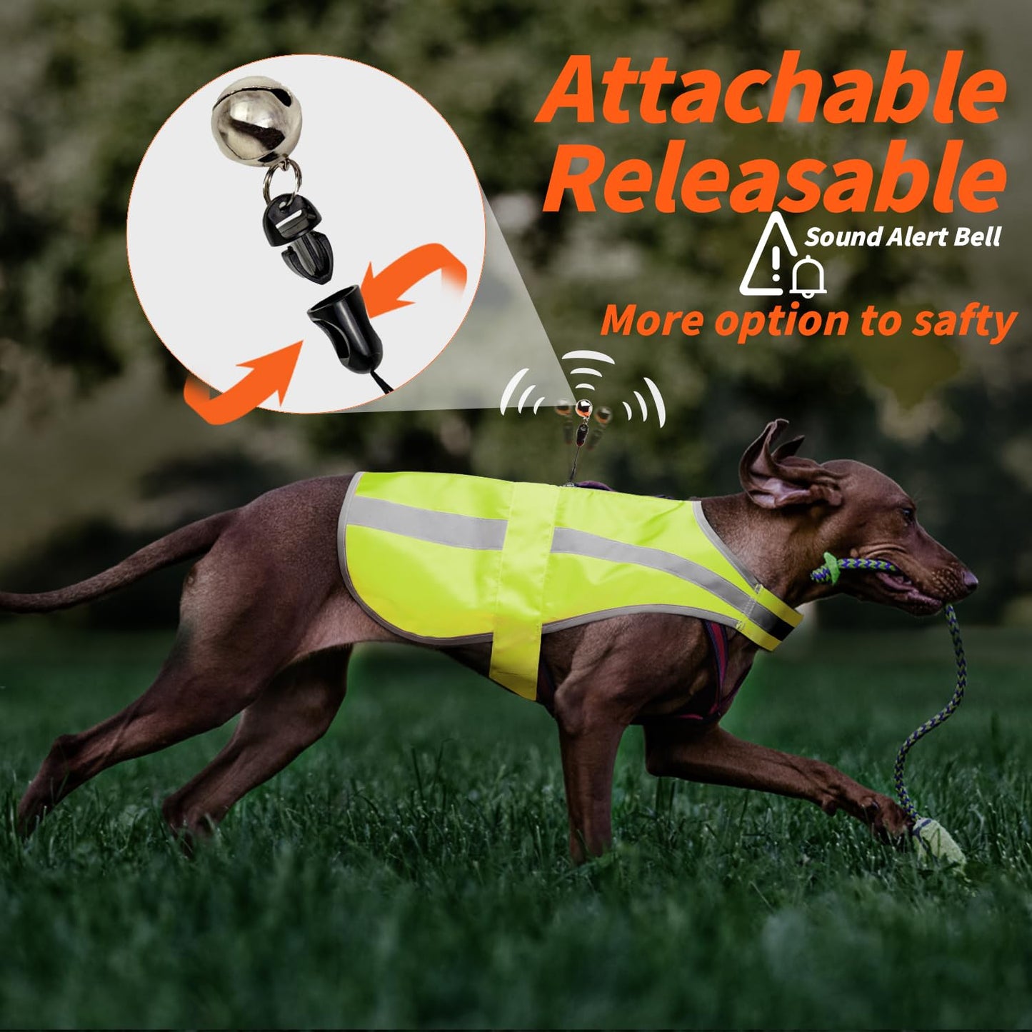 Reflective Dog Vest for Small and Medium Breeds, High Visibility Dog Safety Vest with Removable Bell Keep Safe from Hunting, Training & Cars Accidents(Green,Small)