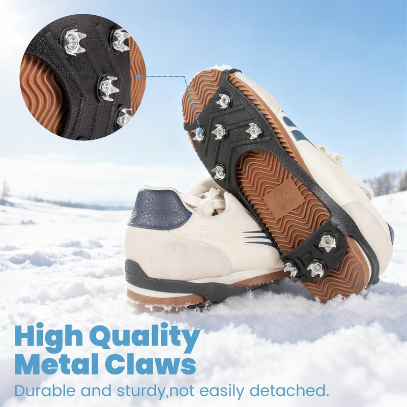 Upgrade Universal Gripper Spikes Non Slip Shoe Grips, Sfee Crampons Ice Cleats for Shoes and Boots, Ice Cleats Snow Traction Grips, Anti-Slip Crampons for Shoes and Boots, Black (M)
