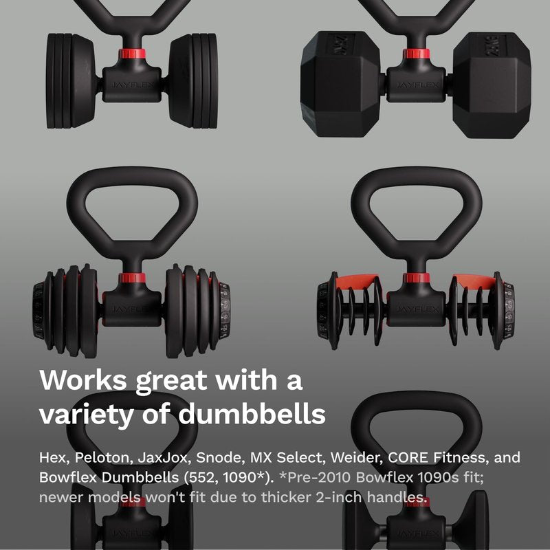 Jayflex Hyperbell Rotating Kettlebell Grip for Dumbbells - Adjustable Weight Dumbbell Grips for Work from Home Fitness - 100 lb Capacity Converter for Kettlebells and Home Workouts