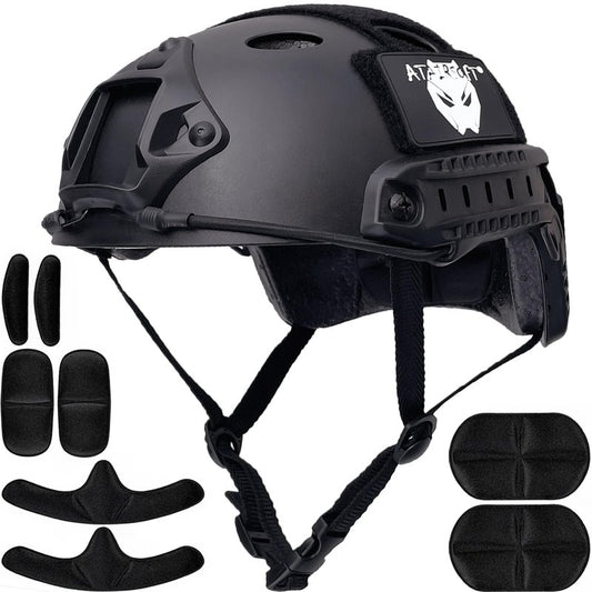 ATAIRSOFT PJ Type Tactical Airsoft Fast Helmet, Lightweight ABS with NVG Mount & Side Rails Bump Protection for Men, Women Air Soft, Paintball, Caving, Hunting, Cosplay, Hiking and Outdoor Sports