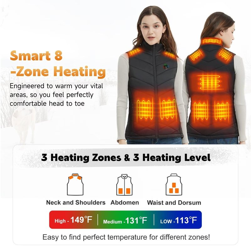 KOVNLO Heated Vest for Women With Battery Pack Included, Smart Button with Light-out Design, Electric Heated Jackets, Lightweight Heated Clothing