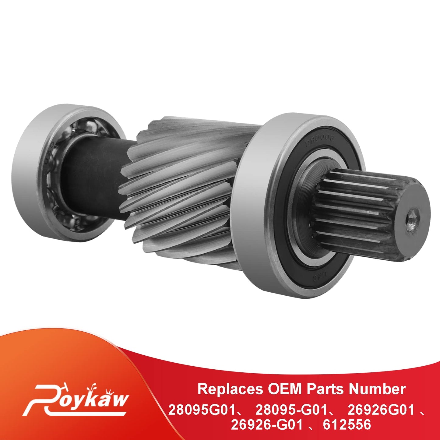 Roykaw Golf Cart Input Shaft Kit Compatible with EZGO 1988-1990 & 1994-up Marathon/Medalist/TXT Electric Golf Cart Models, 19 Splines/21 Tooth, 1.5" Diameter Gear, OEM # 26926G01, 28095G01, 612556