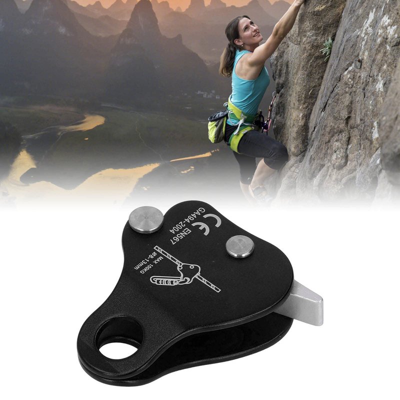 VGEBY Climbing Rope Grab, Self Braking Safety Grip Clamp Ascender Device for Mountaineering Rappelling Rescue Outdoor Sports