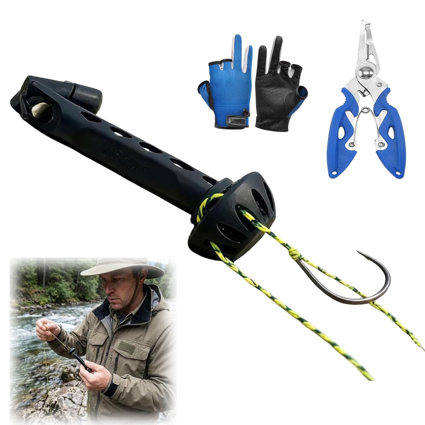 2.0 Magnetic Fly Fishing Knot Tool, Fly Threader Tool with Cone Tip for Small Hook Rigging, Quick Knot Tying Tools for Tippet Line, Compact Fly Fishing Accessories for Anglers