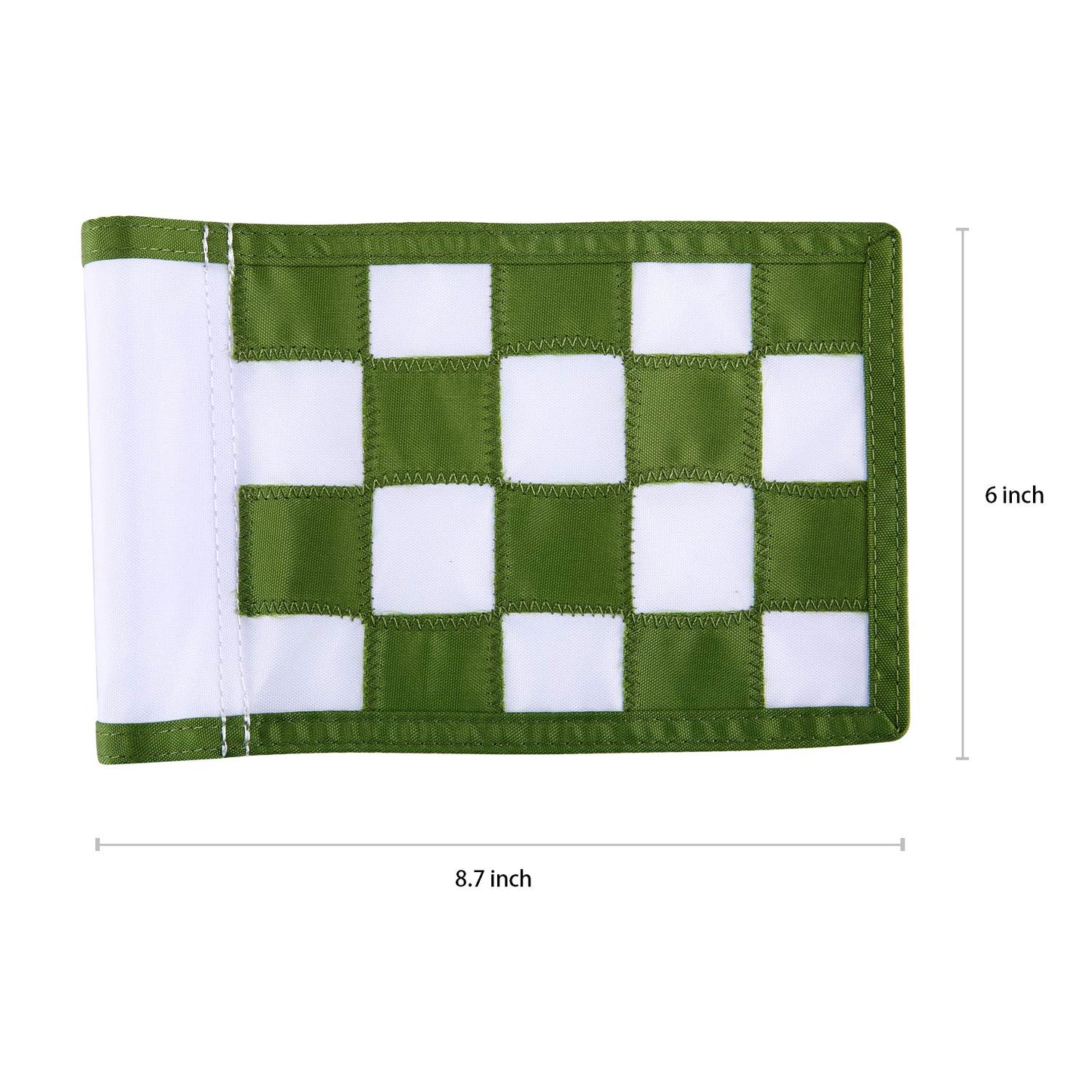 Nylon Golf Putting Green Flags - Solid & Checkered, Indoor/Outdoor, Portable Target Flags, 8.7"x6" (White-Green)