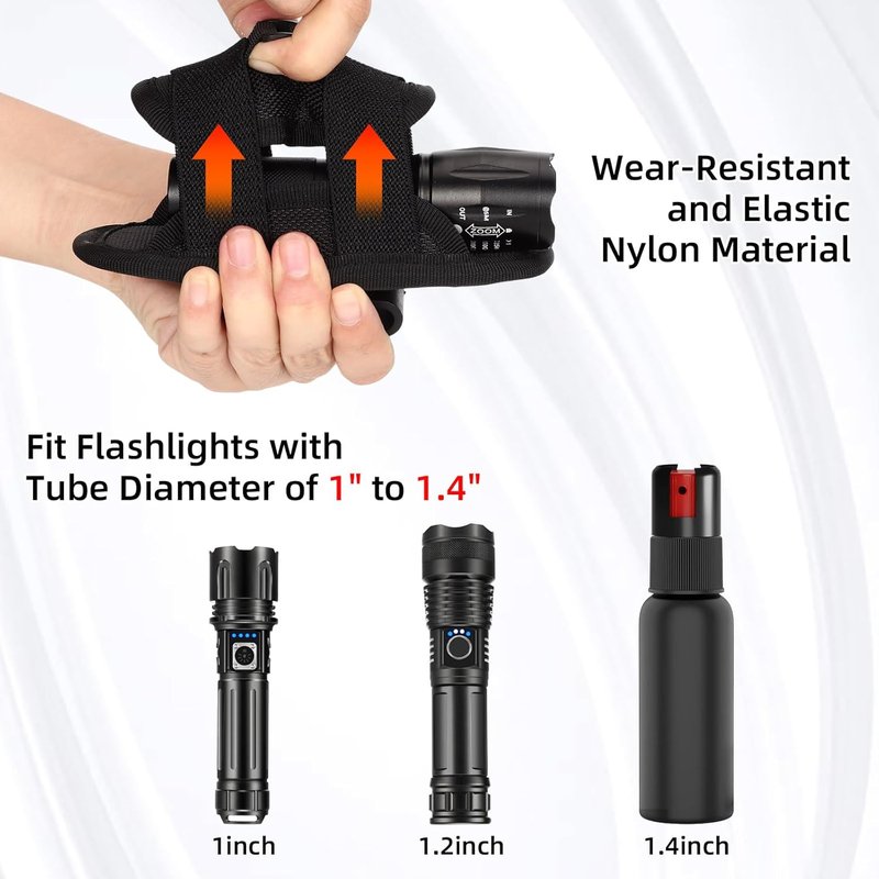 Tactical Flashlight Pouch - Rotatable Nylon Holder for Duty Belt | 360° Carabiner Clip for Police & Security