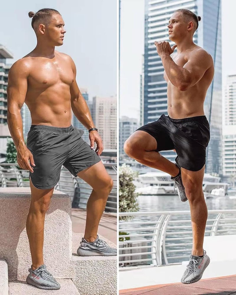 Men's Running Athletic Shorts - 7'' Quick Dry Sports Gym Shorts with Pockets | 2 Pack