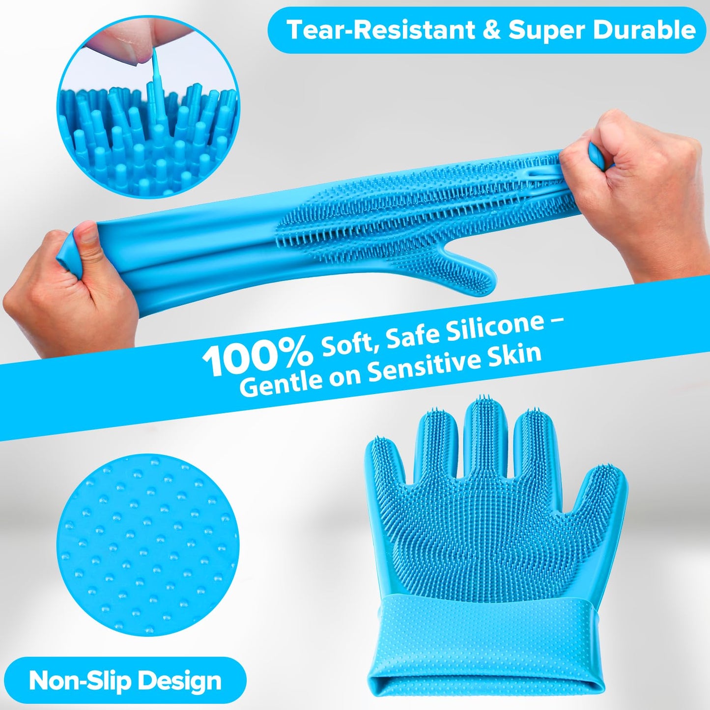 6PCS Grooming & Bath Supplies for Dogs, Cats | Dog Washing Gloves | Dog Bath Brush | Dog Shower Brush | Pet Grooming Gloves | Dog Grooming kit | Pet Supplies for Showerhead & Sprayer (Light Blue)