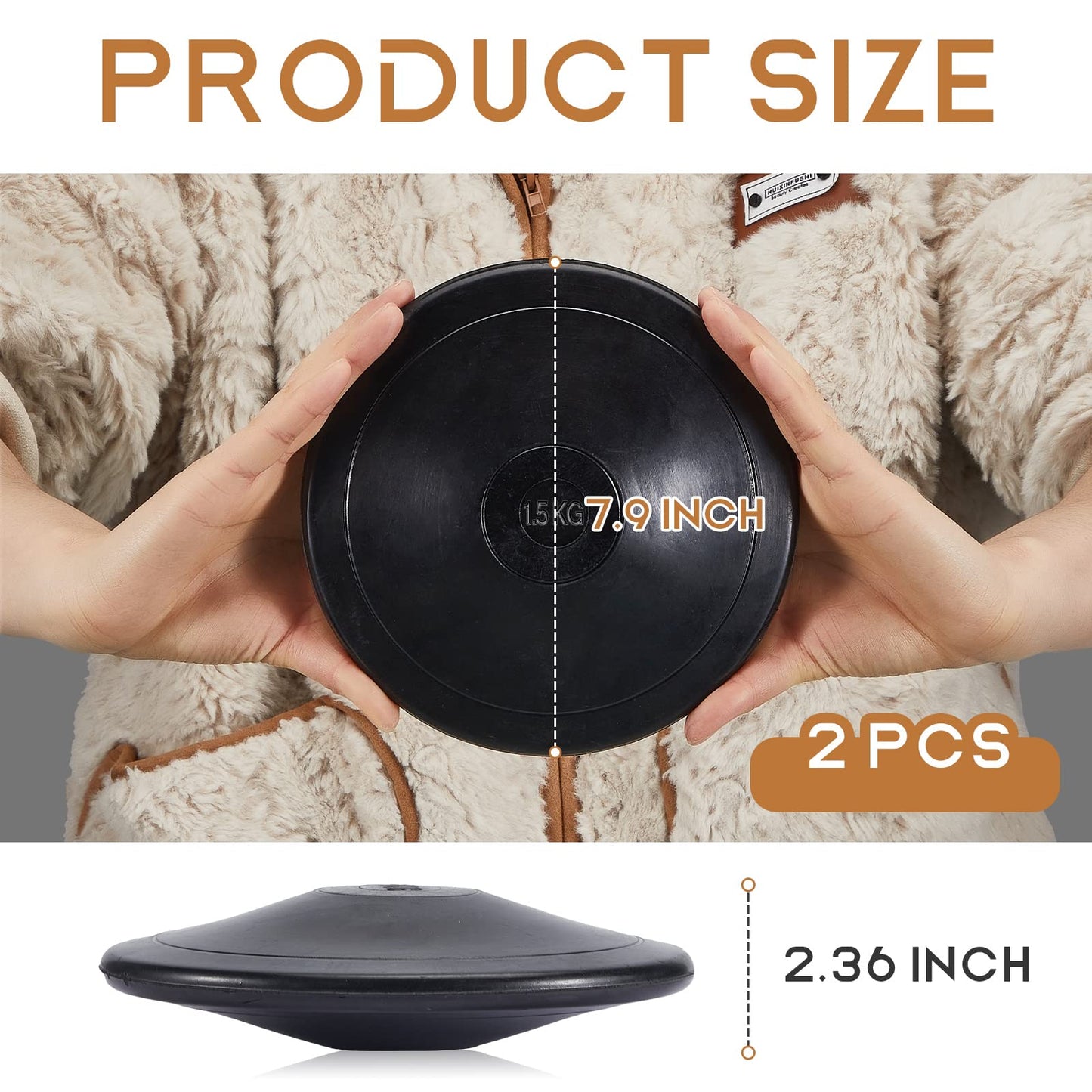 2 Pcs 1.5 kg Smooth Surface Black Rubber Discus Disc Track and Field Equipment for High School Boys Girls Outdoor Throwing Practice