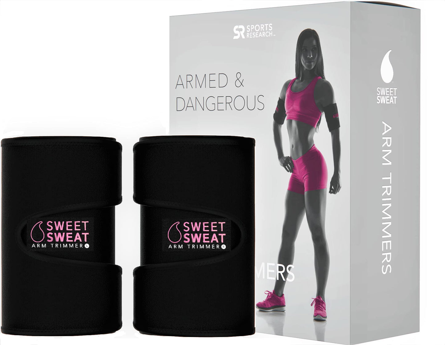 Sports Research Sweet Sweat® Arm Trimmers Large (Pink Logo) 2 Pair