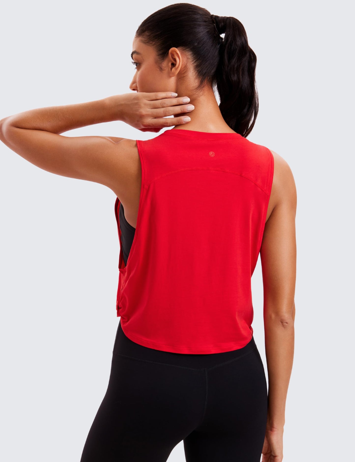 CRZ YOGA Pima Cotton Large Armhole Tank Tops for Women - Workout Sport Athletic Yoga Running Gym Loose Crop Sleeveless Shirts Deep Armhole-Festival Red Small