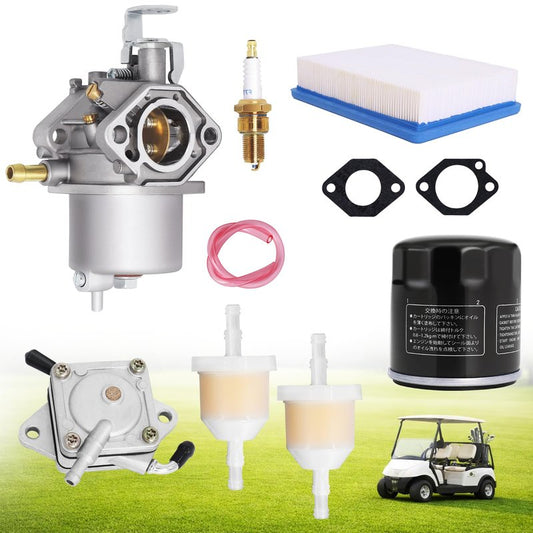 Golf Cart Tune Up Kit Compatible with Club Car DS Gas 1992-2004 with 1016478 Carburetor, 1016467 Oil Filter, 1025582 Air Filter, 1014523 Fuel Pump, AM116304 Fuel Filter and F7TC Spark Plug by Podoy