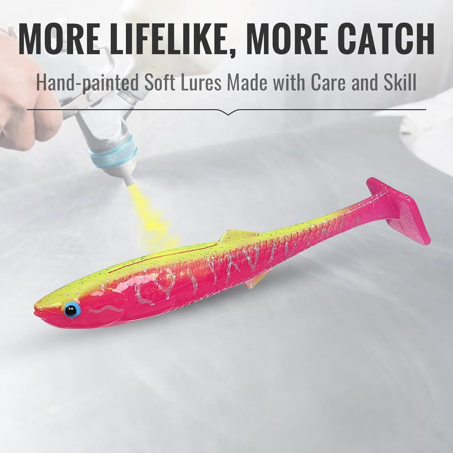 TRUSCEND Soft Fishing Lures - Pre-Rigged Swimbaits with BKK Hooks for Bass, Trout & Walleye | Trembly Sinking Design