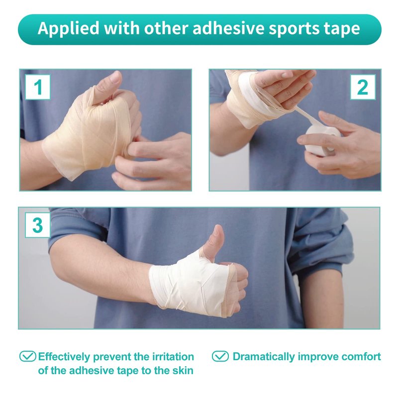 Dimora Pre Wrap Athletic, 4 Rolls Prewrap Headband for Hair, 120 Yards Foam Underwrap Athletic Tape, Best Padding for Underneath Sports Tape, 2.75 Inches x 30 Yards - Beige