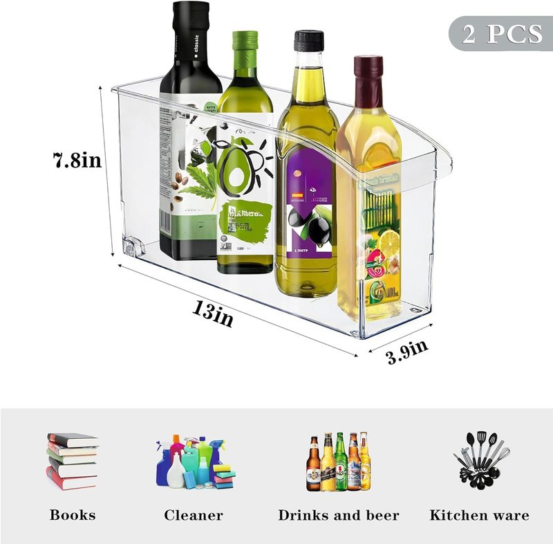Rolling Under Sink Drawers - 2-Pack Clear Plastic Organizers with Handles & Wheels | Ideal for Kitchen & Pantry Storage