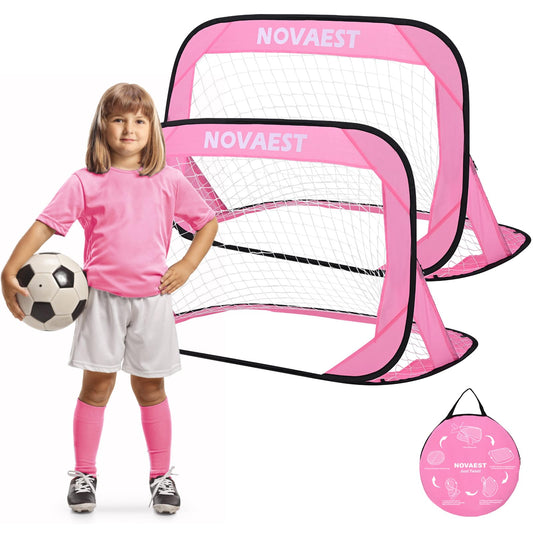 NOVAEST Pop Up Soccer Goals, Kids Soccer Goals for Backyard, Helps Improve Physical Fitness, 2 Packs, Easy Setup, Gift Idea