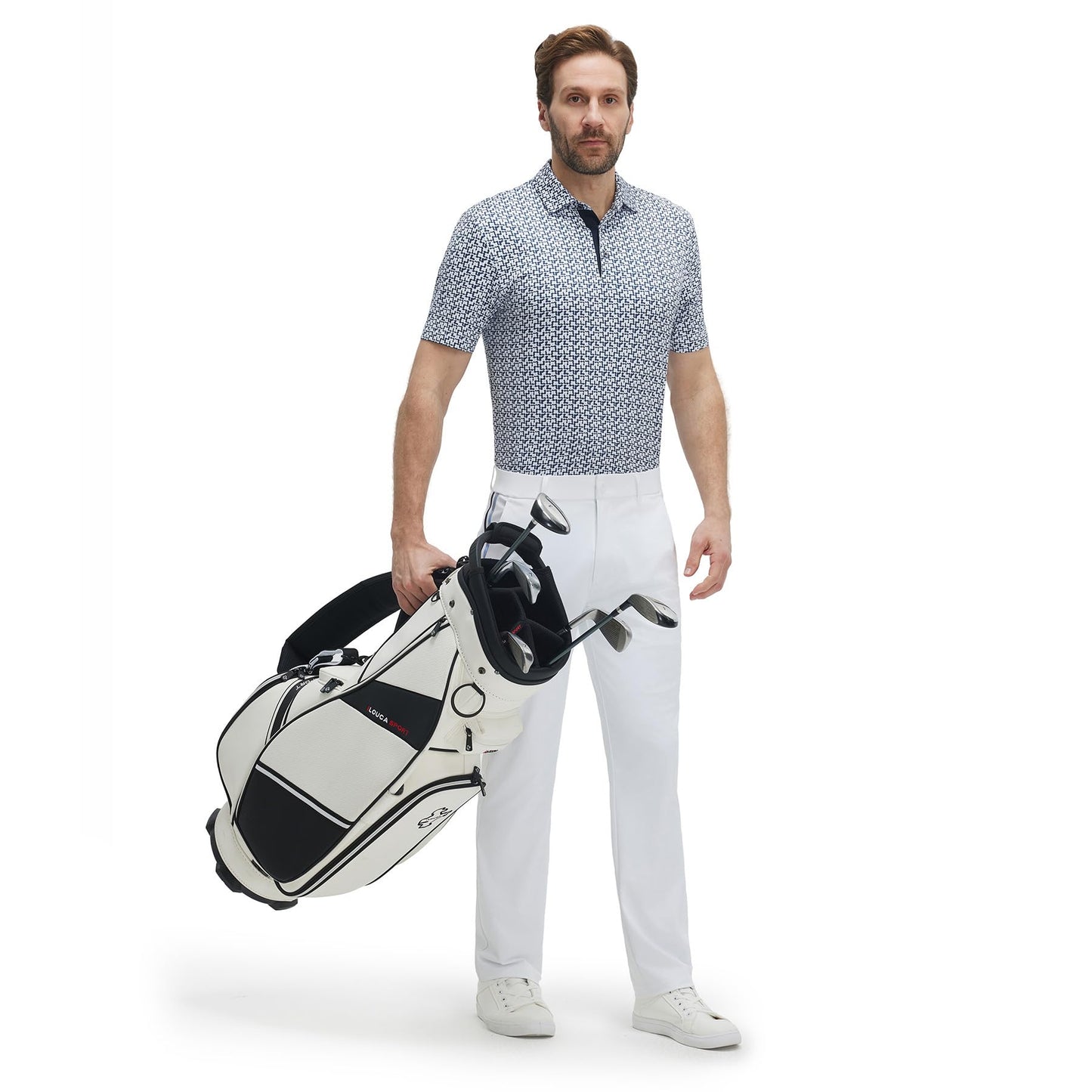 M MAELREG Polo Shirts for Men Quick Dry Fit Short Sleeve Performance Moisture Wicking Print Men’s Golf Shirts