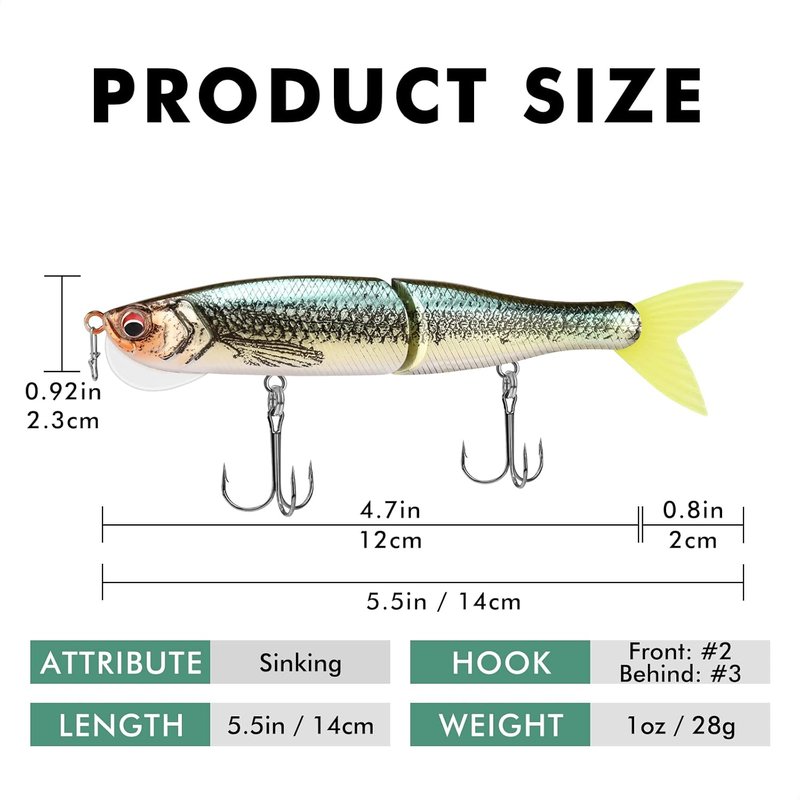 Swimmax Fishing Lures - Easy Catch Wiggling & Vibrating Swimbaits | Heavy-Duty Dyneema Fiber for Bass, Trout, Walleye
