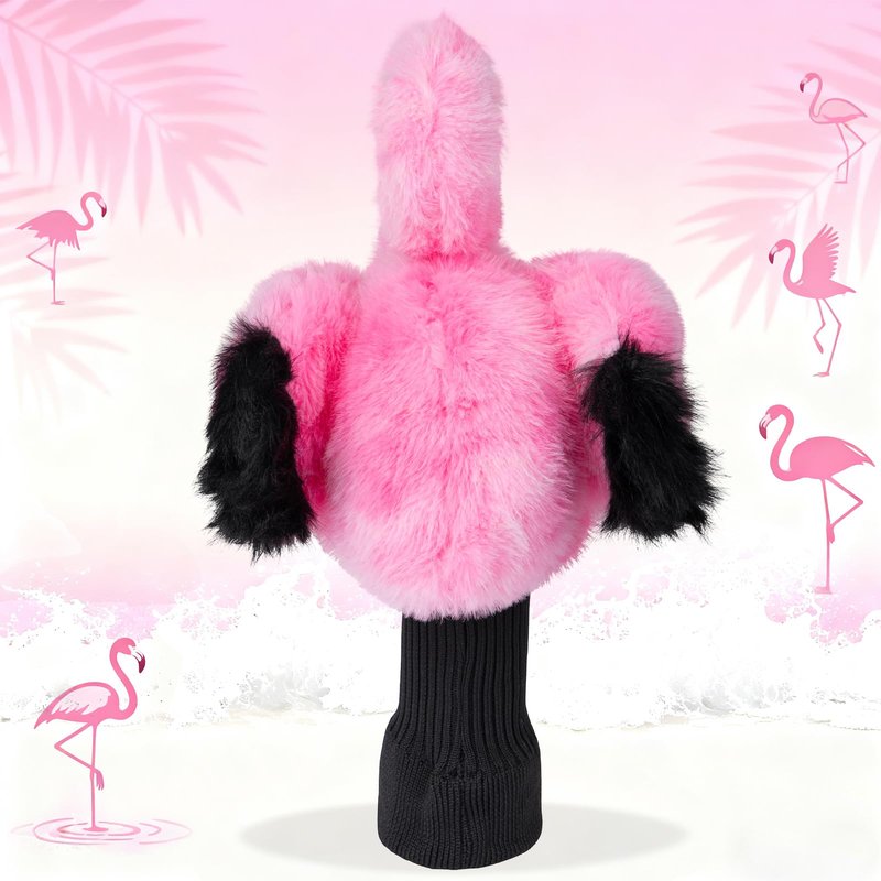 Funny Driver Headcover - Long Neck Plush Funny Golf Club Cover, Animal Flamingo Golf Headcovers for Driver