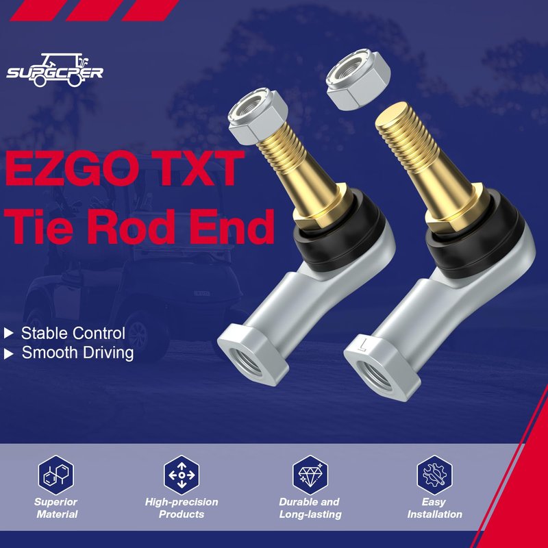 SUPGCPER Golf Cart Tie Rod Ends Ball Joint Kit, EZGO Tie Rod End Fit TXT 2001-UP Gas and Electric, EZGO Ball Joint Kit, OEM Number# 70902-G01, 70902-G02, 2PCS (Driver and Passenger Side)