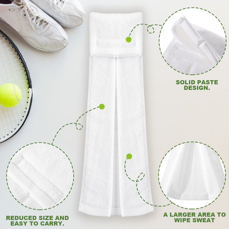 Moukeren 6 Pcs Football Towel Cotton Quarterback Football Field Hand Towel with Hook and Loop Fastener for Sports Football Golf Gym Accessories(White)