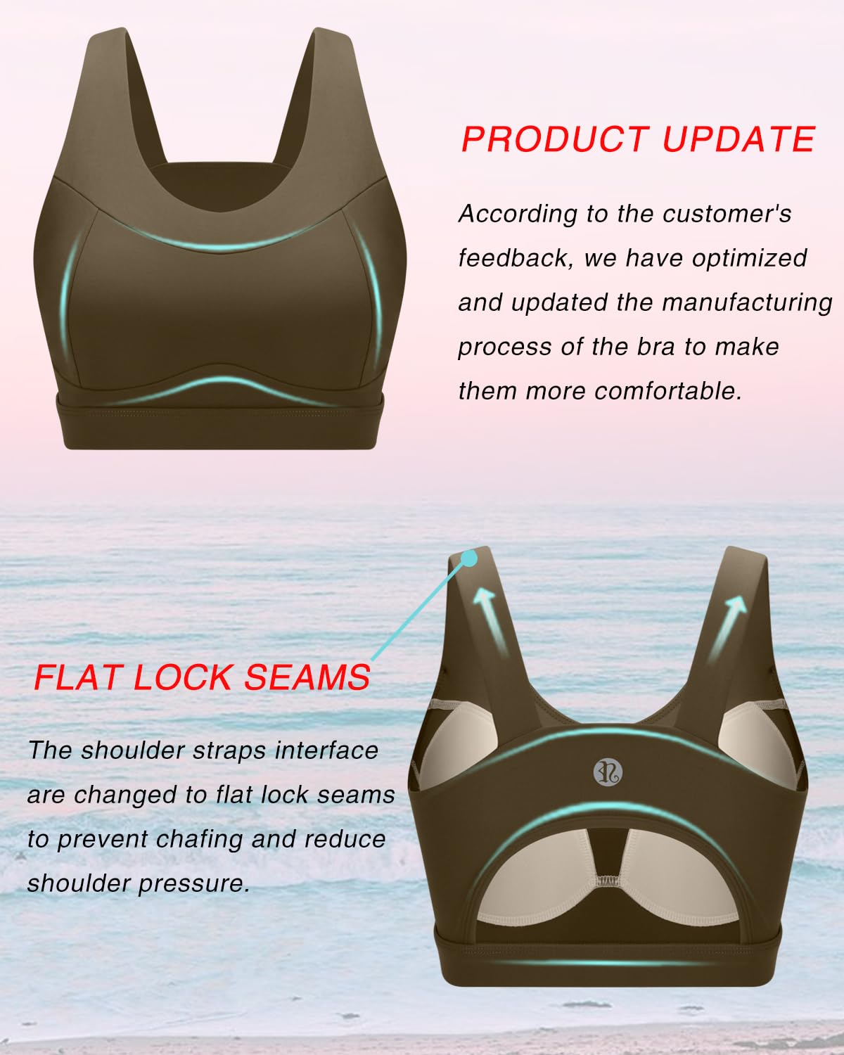 RUNNING GIRL High Impact Sports Bras for Women,Racerback Running Bra Workout Crop Tank Tops Longline Sports Bra Push up(WX2667 Oak Brown 3XL)