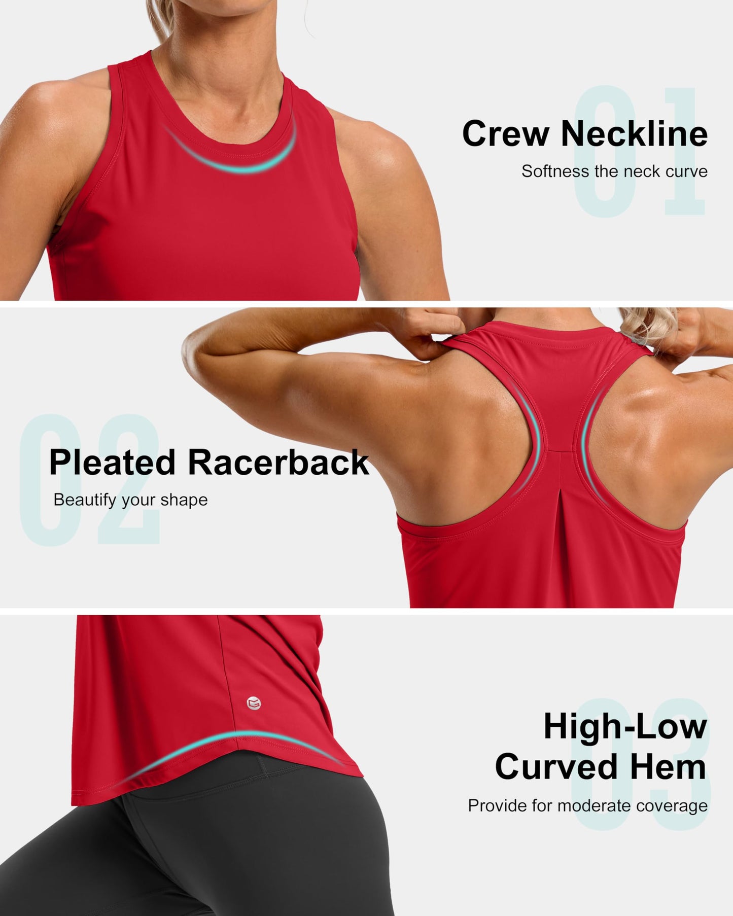 G Gradual Women's Workout Tank Tops Racerback Athletic Yoga Tops Loose Fit Sleeveless Running Gym Sports Shirts for Women(Red New,XL)