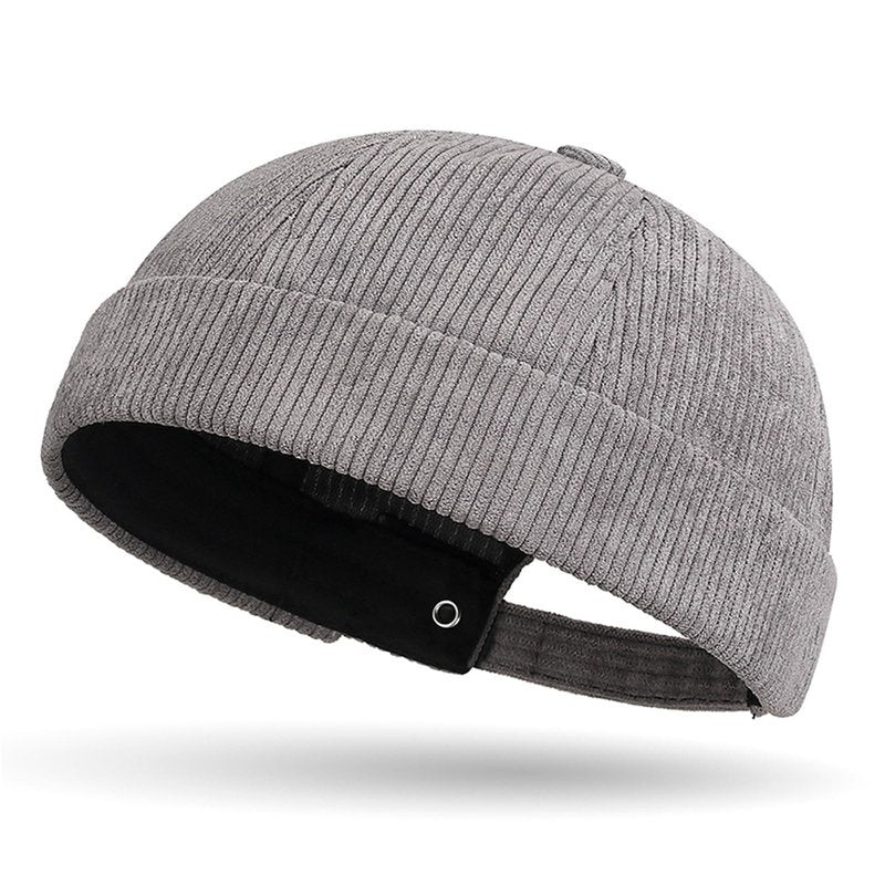Corduroy Brimless Hat for Men Women Solid Rolled Cuff Docker Cap Harbour Beanie Hats Landlord Hat Sailor Cap K274