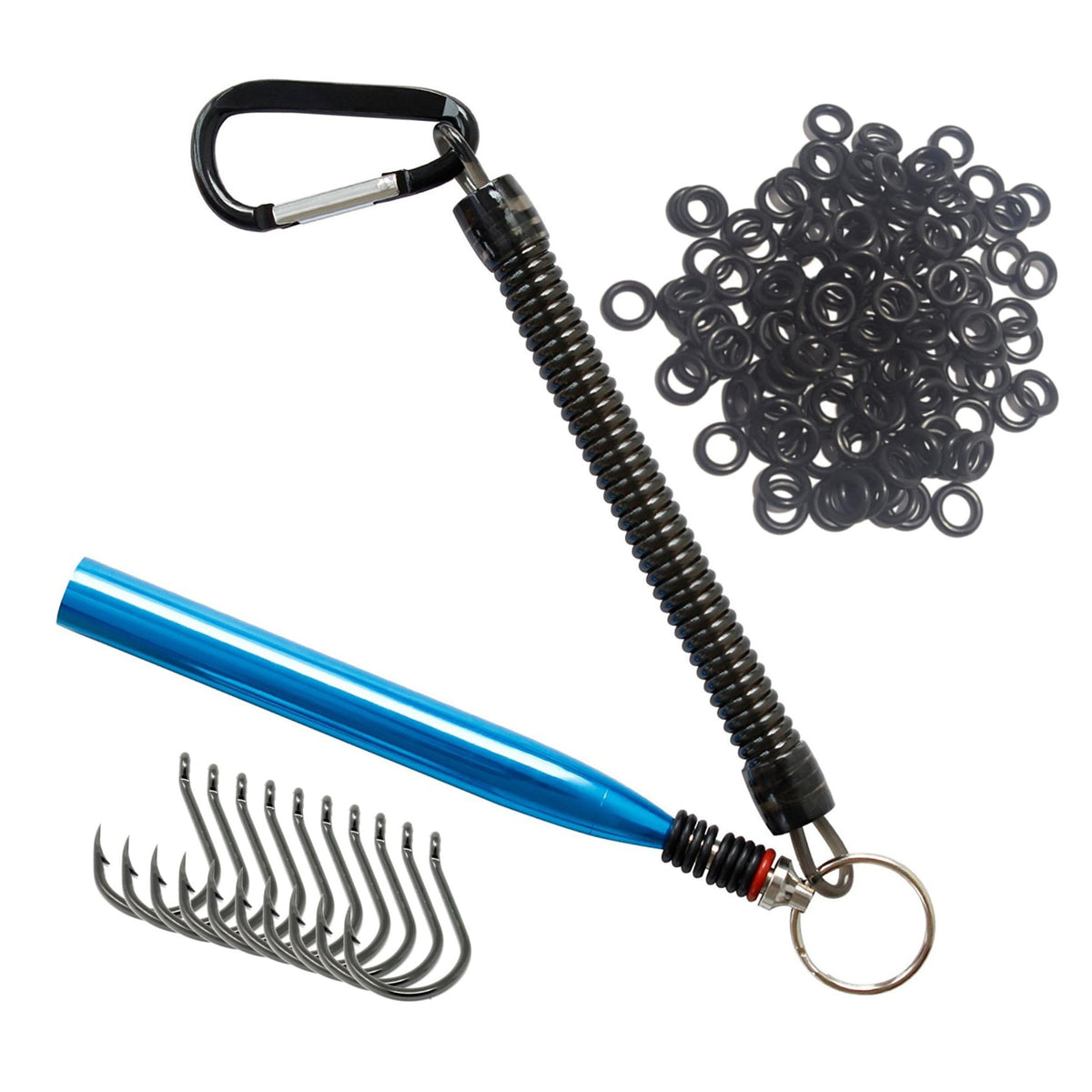 Reaction Tackle Wacky Rigging Bass Fishing – Wacky & Neko Style Tool (Blue Tool+125+Hooks)