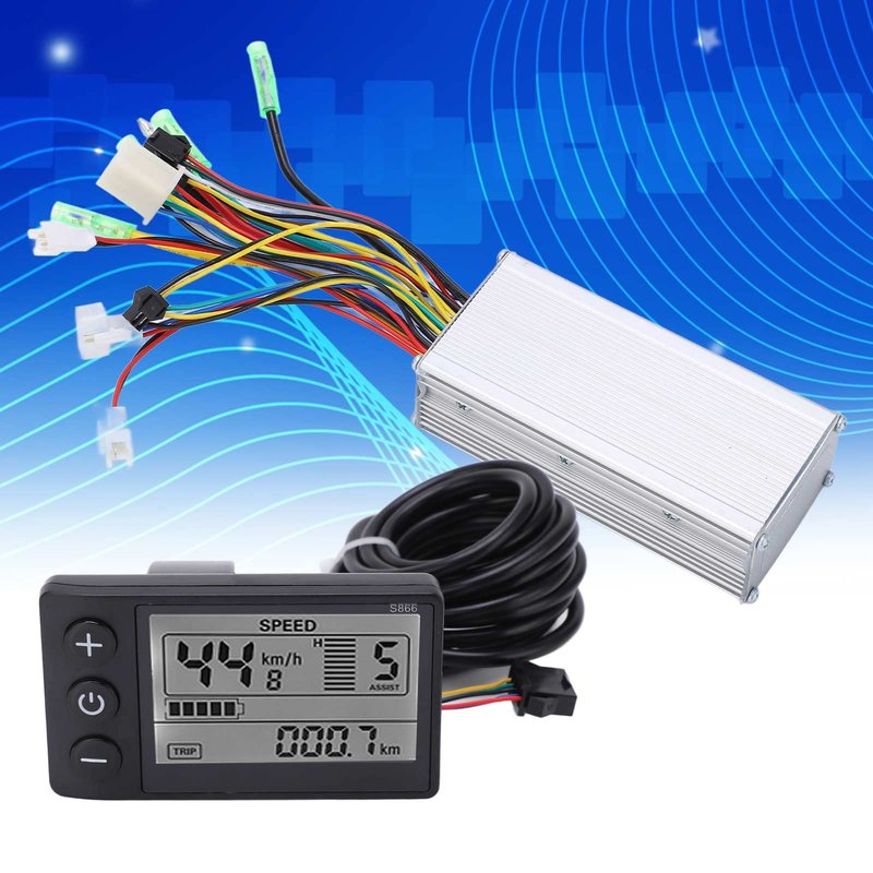 Estink Electric Brushless Controller Kit, 36/48V 500/750W with LCD 866 Display Meter, 22A9 Tube, for Electric Scooter, Fits 22.2mm Handlebars