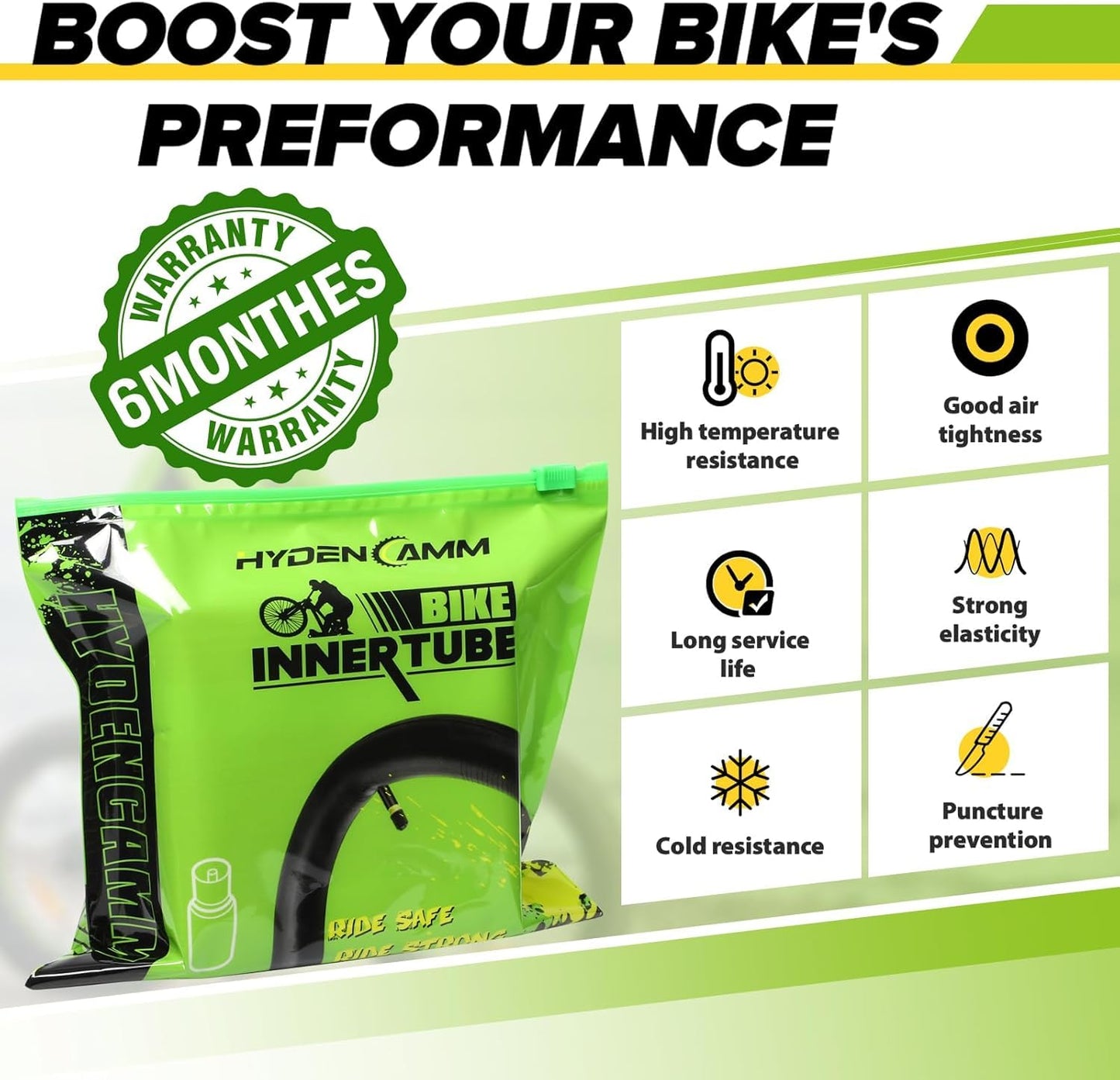 2 Pack 26x2.125/2.40 Bike Tube, 26 x 2.125 Bike Tube with 35mm AV, Premium Butyl 26x2.10 Mountain Bike Tube with 2 Tire Levers, 26x2.125/2.20/2.25/2.30/2.35/2.40 Compatible City Bikes by Hydencamm