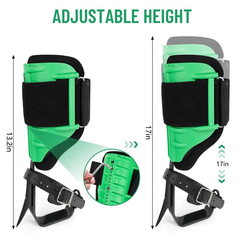 Xeoca Tree Climbing Spikes, Alloy Steel Climbing Spurs, 350lbs Load Capacity, Green, Classic Style, Ideal for Climbers, Fruit Picking & Lumberjack