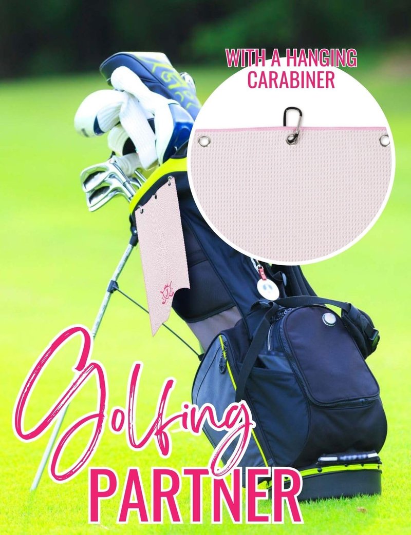CybGene Microfiber Golf Towel for Women, 16'x 24', Pink - Initial A