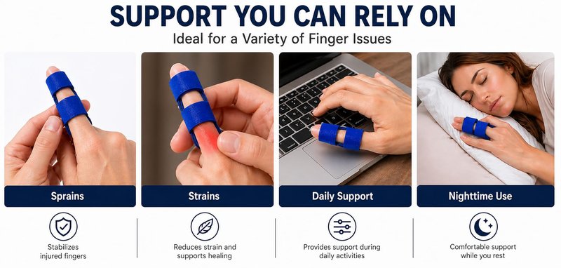 22 Elevate Lab (2 sizes) Finger Splints – Comfortable, Adjustable, Reusable Finger Support for Everyday Use – 2 Count