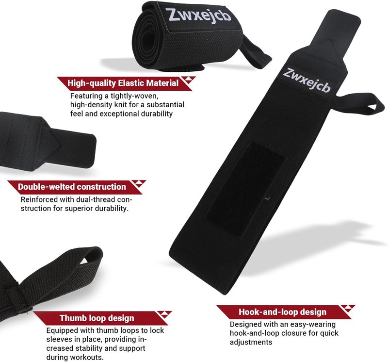 Weightlifting Wrist Wraps - Heavy-Duty Support for Strength Training | Premium Polyester & Nylon, Unisex, 1 Pair