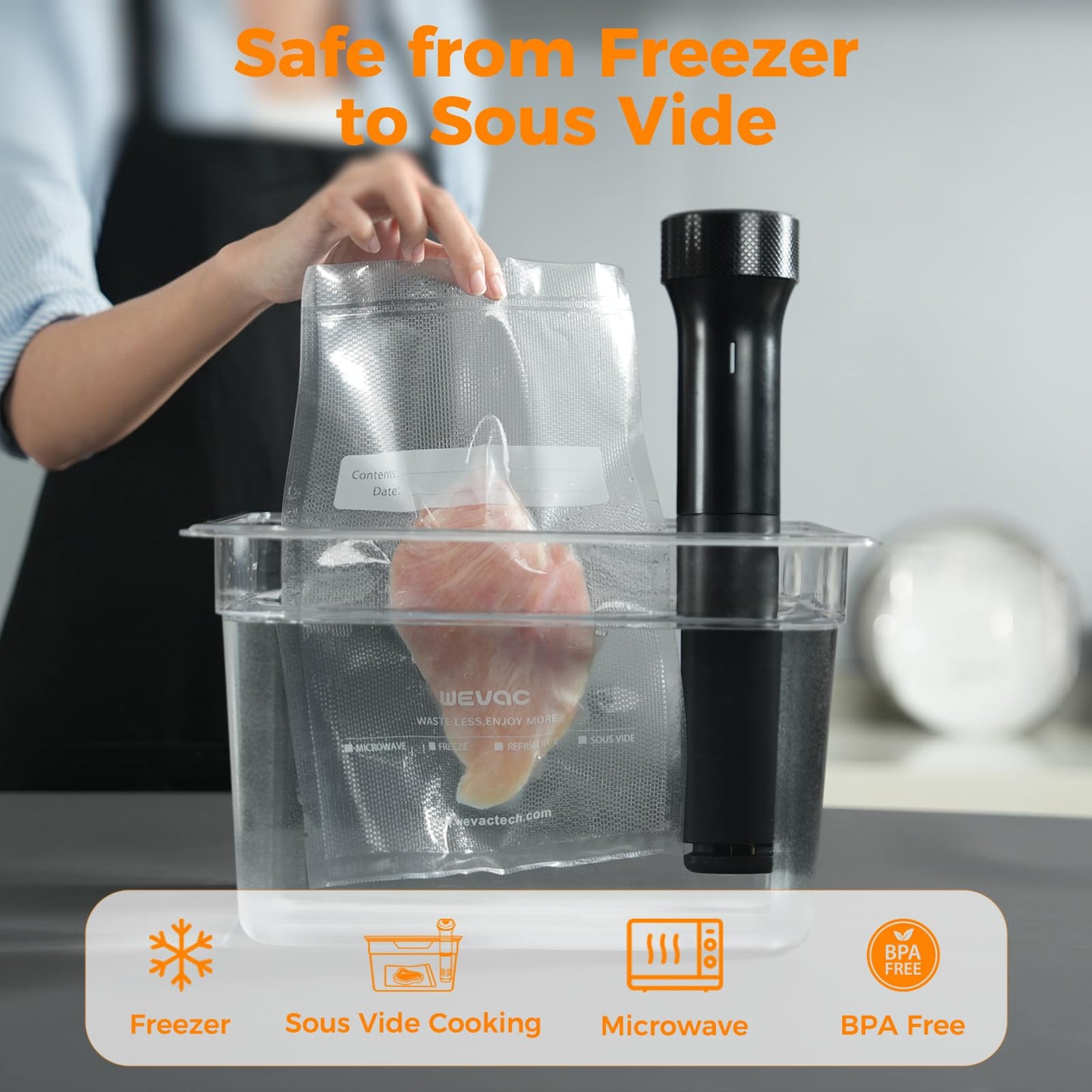 Wevac Vacuum Sealer Bags 8x50, 11x50 Rolls 2 pack for Food Saver, Seal a Meal, Weston. Commercial Grade, BPA Free, Heavy Duty, Great for vac storage, Meal Prep or Sous Vide
