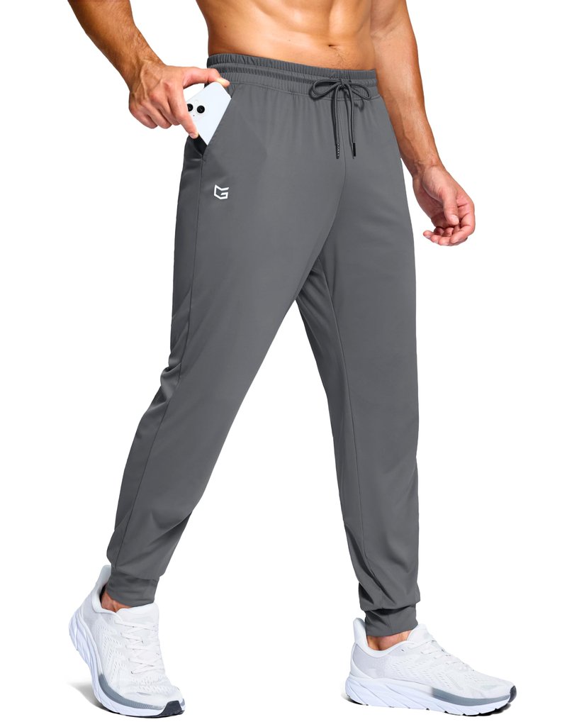 G Gradual Men's Joggers Lightweight Athletic Workout Pants with Pockets Stretch Track Running Sweatpants for Men Gym Sports(Graphite Grey,L)