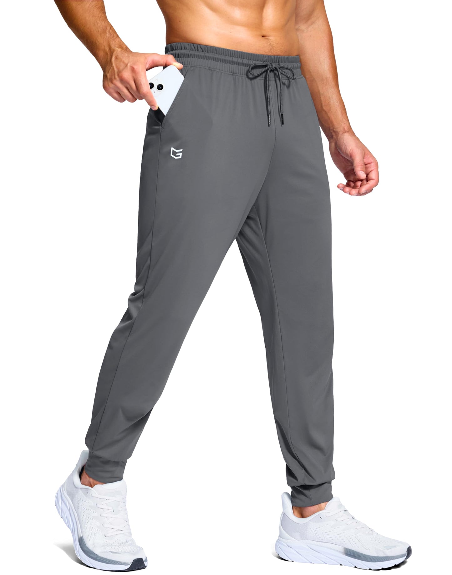G Gradual Men's Joggers Lightweight Athletic Workout Pants with Pockets Stretch Track Running Sweatpants for Men Gym Sports,Graphite Grey,M