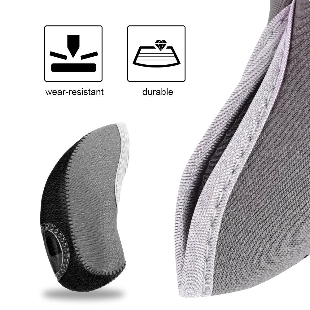 Dilwe Neoprene Iron Cover, 10 Pcs Putter Protector with Zipper Long Neck Design, See Through Window Covers (Gray + Black)