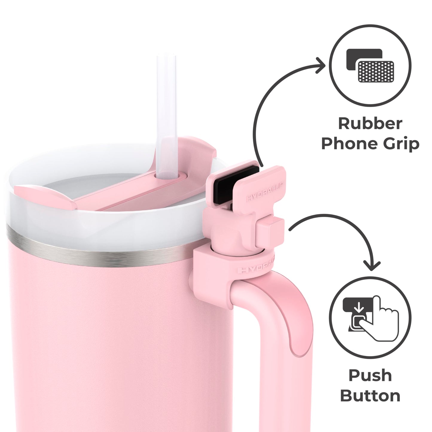 HydraClip Phone Attachment - Watch, Carry, Record, & Stay Organized, Use as Phone Stand or Tripod, Hands Free Detachable, Stanley Cup Accessories, Spring Loaded Secure Grip (Peach Orange)