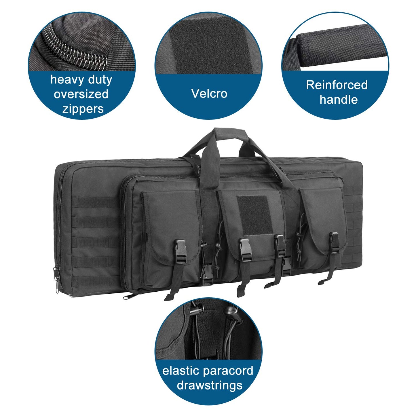 ZSearARMY Double Rifle Bag Firearm Transportation Long rifle Case Outdoor GUN Cases Water Dust Resistant Gun Bag for Tactical, Hunting, training, CS,Available Length in 38" Black