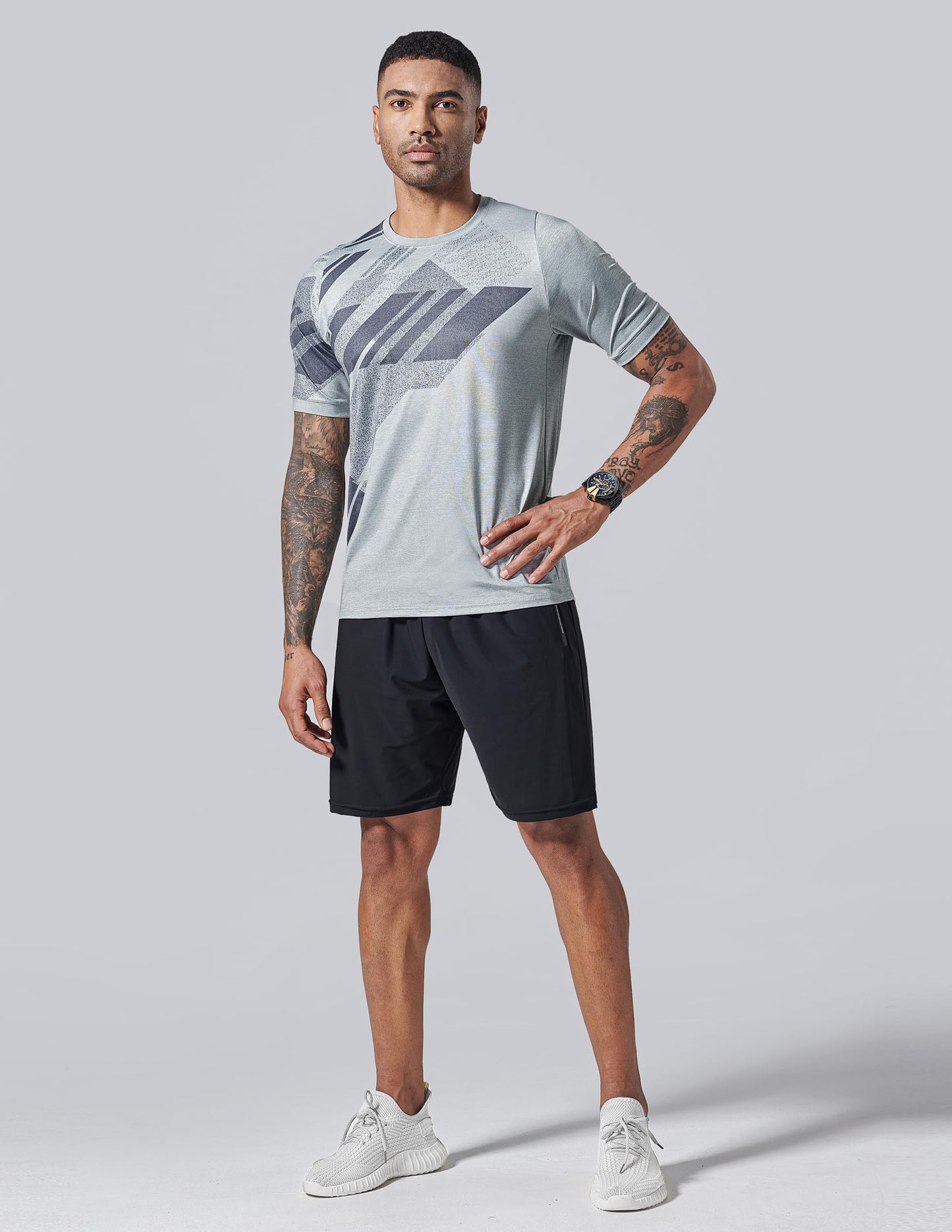 5 Pack Men’s Active Quick Dry Crew Neck T Shirts | Athletic Running Gym Workout Short Sleeve Tee Tops Bulk (Set 3, 3X-Large)