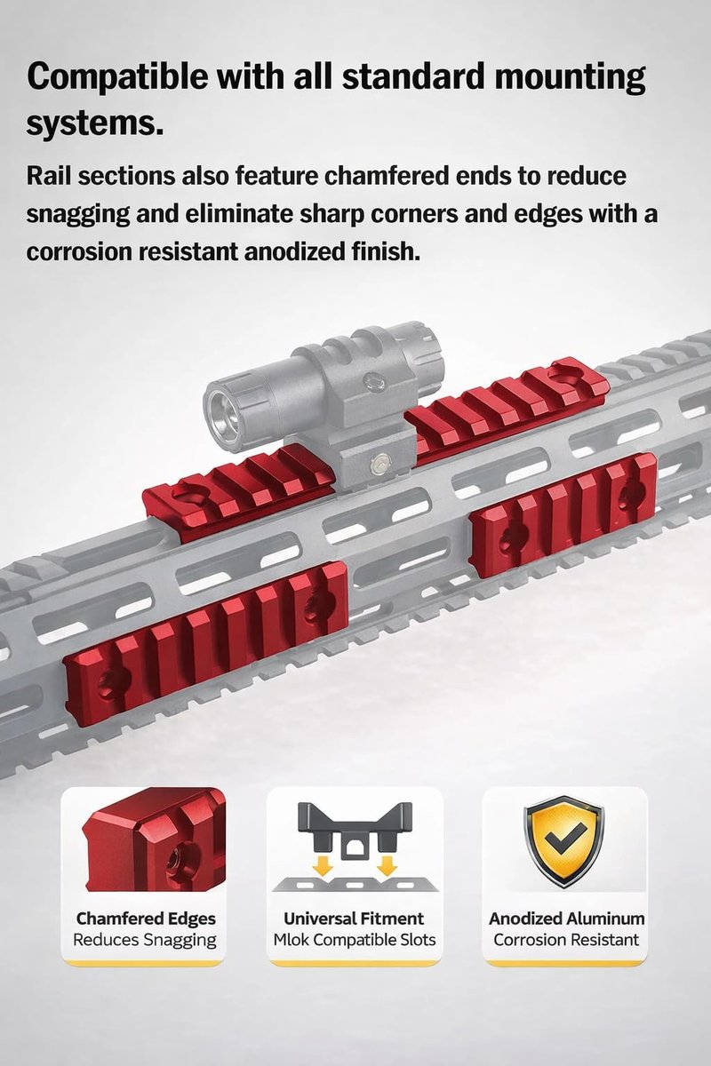Gotical Combo 5-Slot 7-Slot Rail Picatinny Rail Section Adapter Super Value Pack with Set of Screws Picatinny Rail Combo Accessory