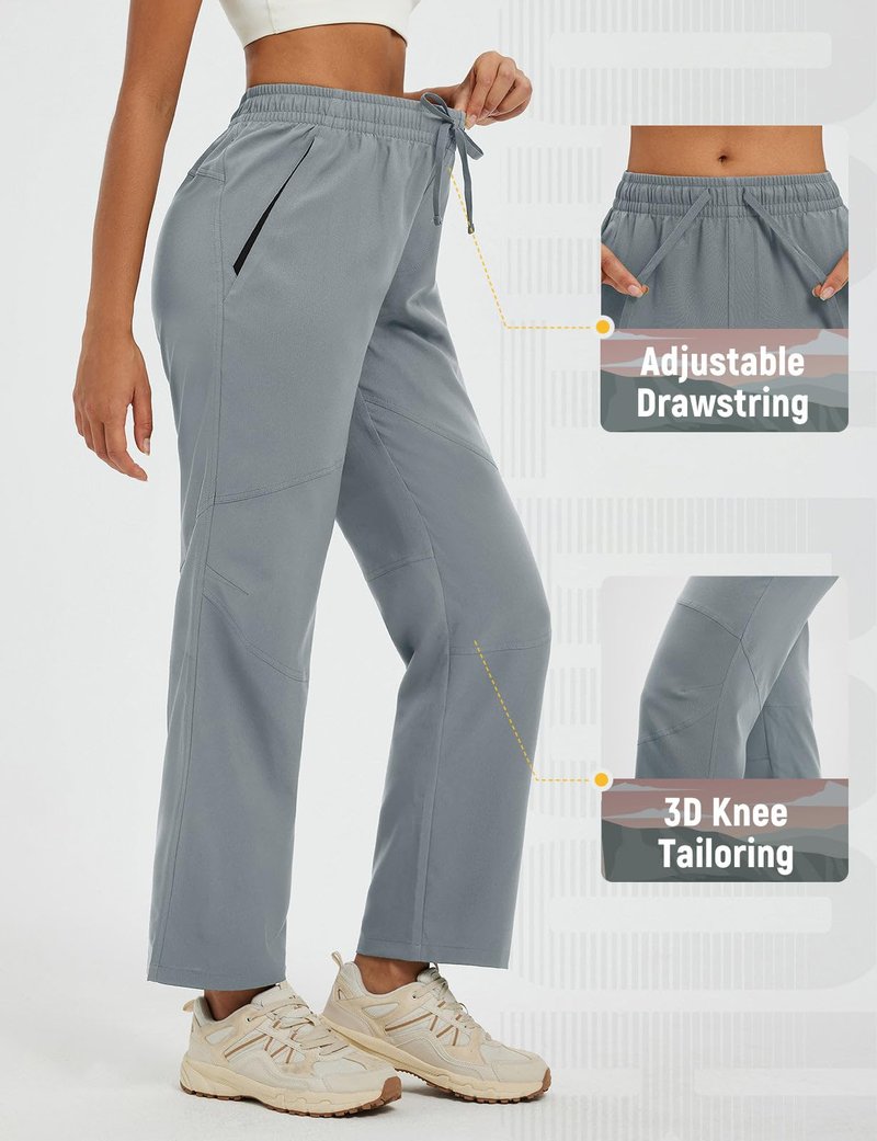 baleaf Women's Hiking Pants Ripstop Waterproof Lightweight Quick Dry Zip Pockets Sun Protection UPF50+ Travel Camping Dark Gray L