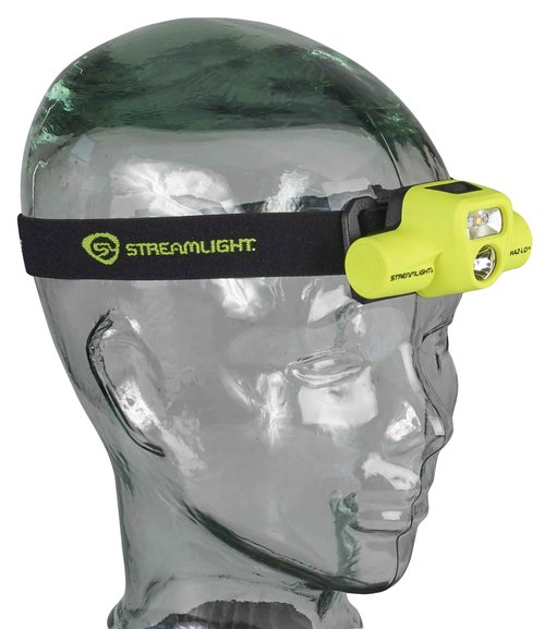 Streamlight 61460 USB HAZ-LO 250-Lumen Intrinsically Safe Headlamp with 120V AC Charging System, Elastic Head Strap, Rubber Hard Hat Strap, and 3M Dual Lock Fasteners, Yellow