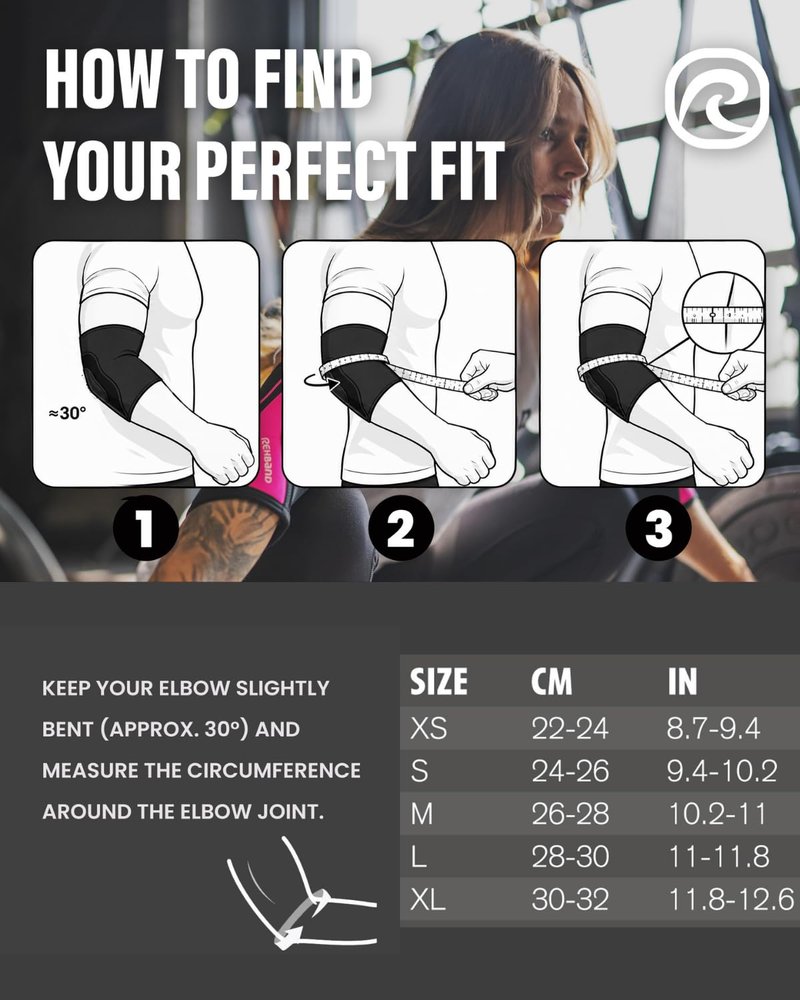 Rehband Elbow 5mm Compression Sleeve, Neoprene Elbow Sleeves for Weightlifting, Anatomical Design, Non-Slip & Close Fitting, Elbow Support Unisex, Colour:Carbon/Black, Size:Medium