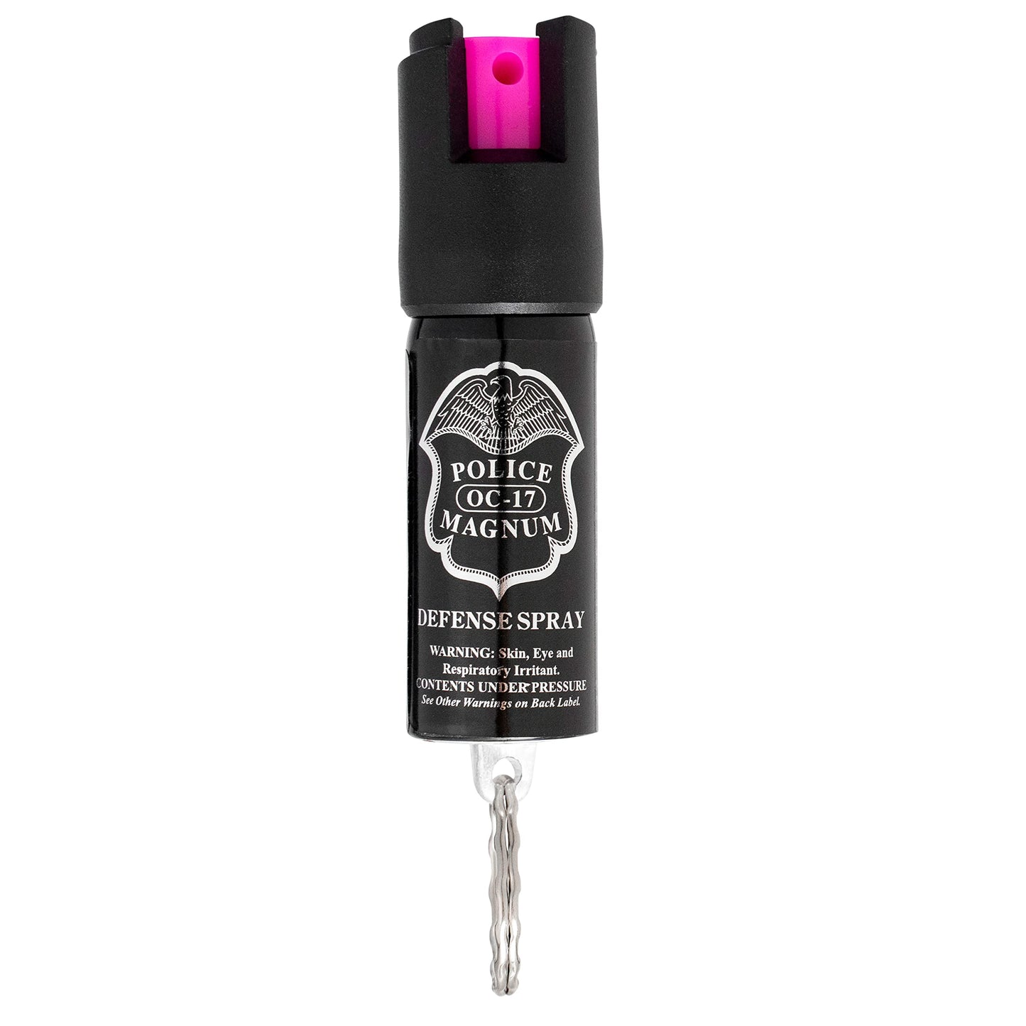 Police Magnum Mini Pepper Spray Self Defense Safety Tool- Strong Built-in Keyring Holder- Small Discreet Canister Case- Made in The USA- 1 Pack 1/2oz HOT Pink Twist Lock Keyring